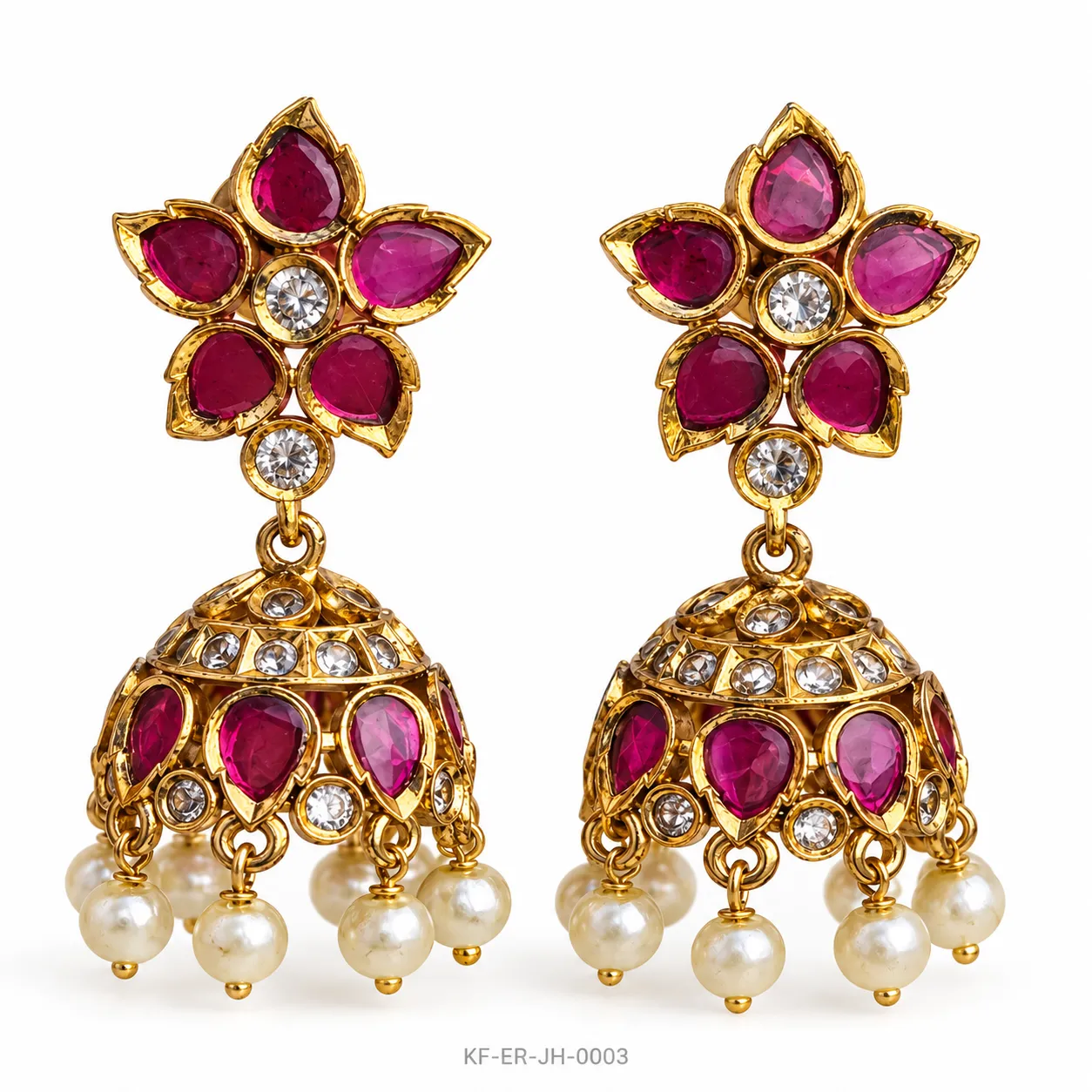 Jadau Kundan Butta Jhumka Set