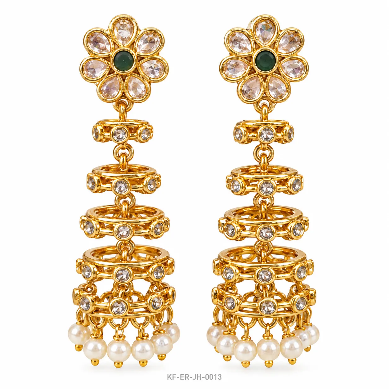 Rajwada Bloom Layered Jhumka Earrings