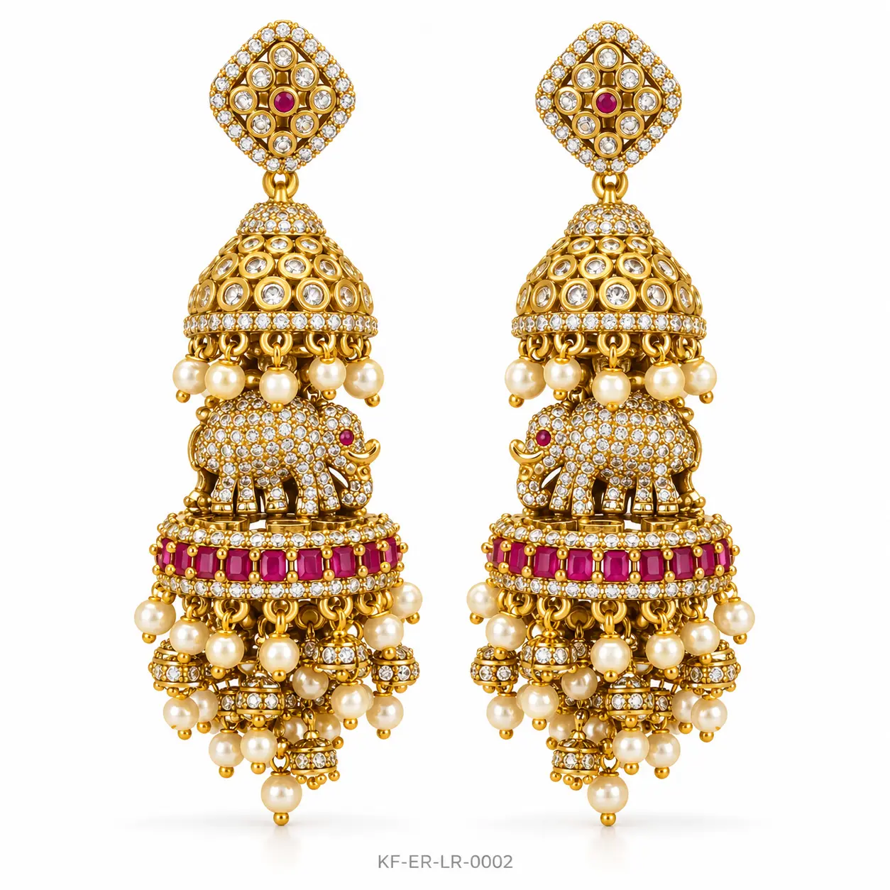 Elephant Layered Jhumka Earring Set