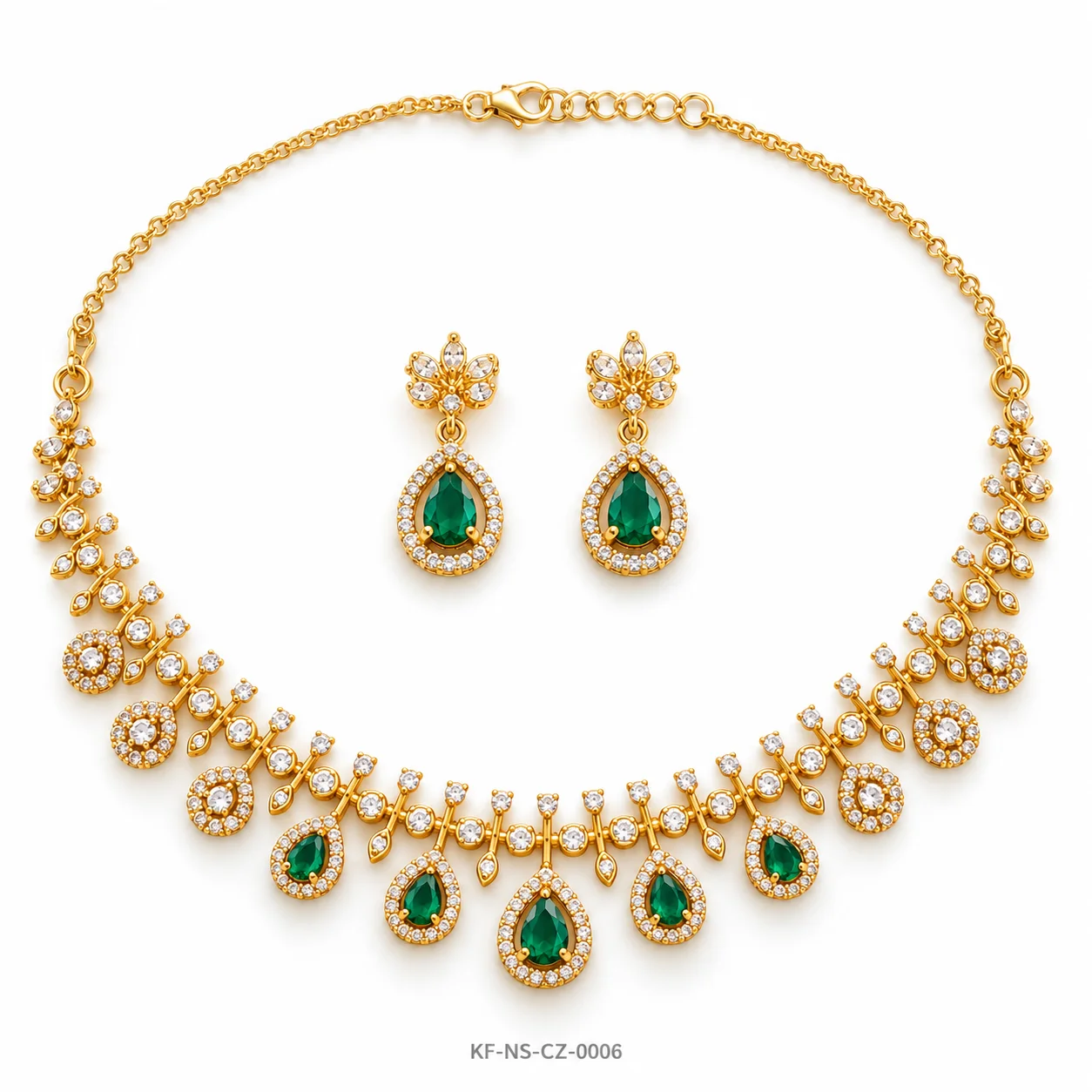 CZ Stone Drop Design Neck Set