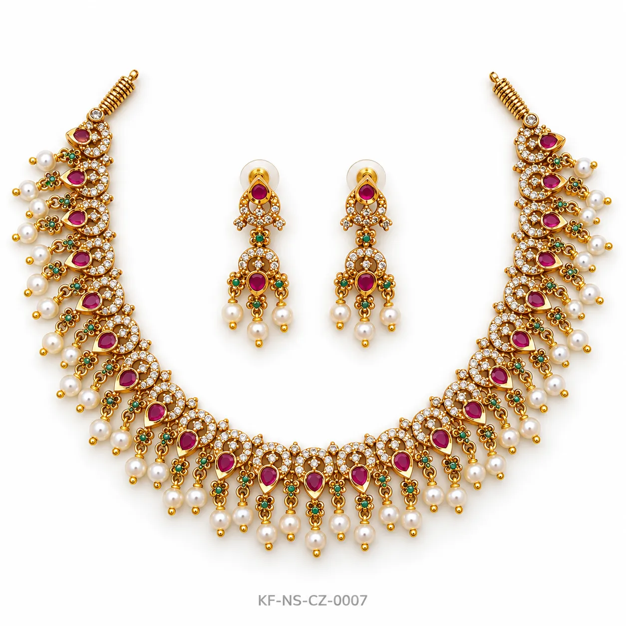 CZ & Kundan Short Neck Set