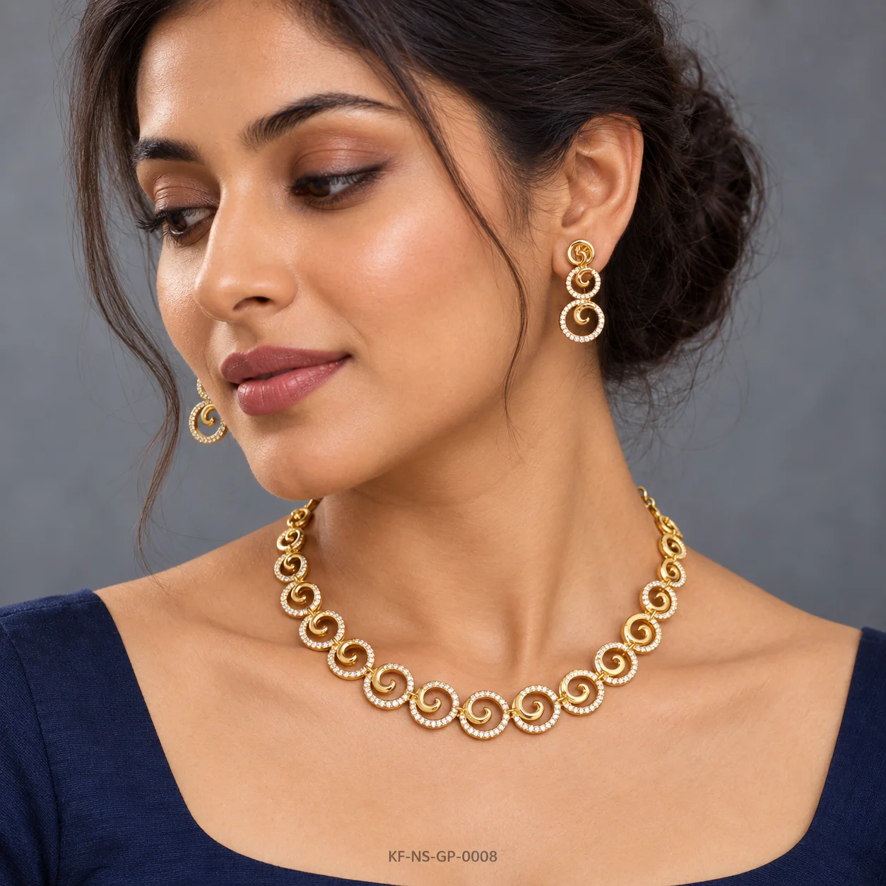 KF-NS-GP-0008__Golden-Spiral-Elegance-Necklace-Set__04-Contemporary-Model-Portrait-compressed-ndt-tools